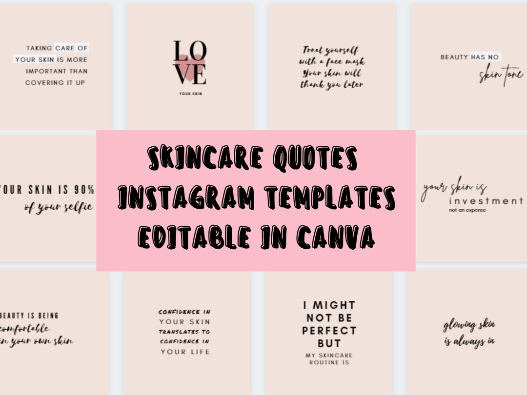 100 Skincare Quotes Post Templates Social Media Canva Template Skincare