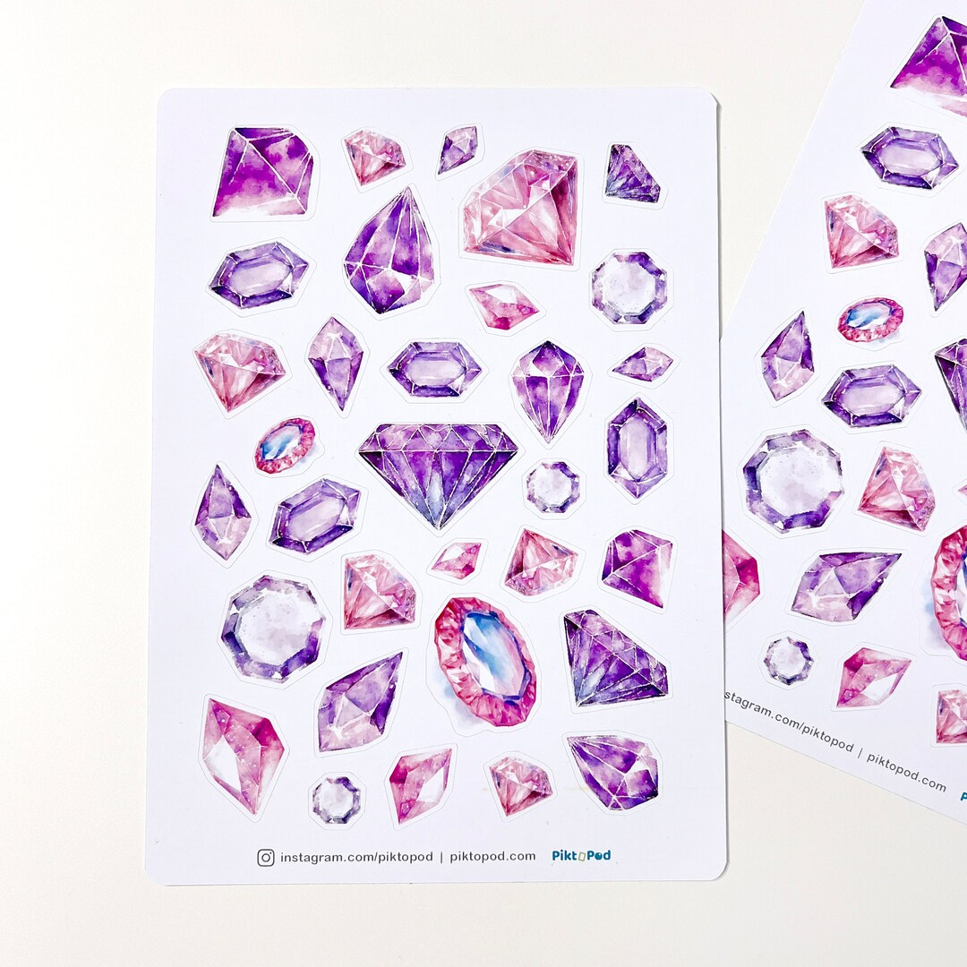 Crystal Syickers Amethyst Crystal Stickers: Planner, Journal, Scrapbook (5x7