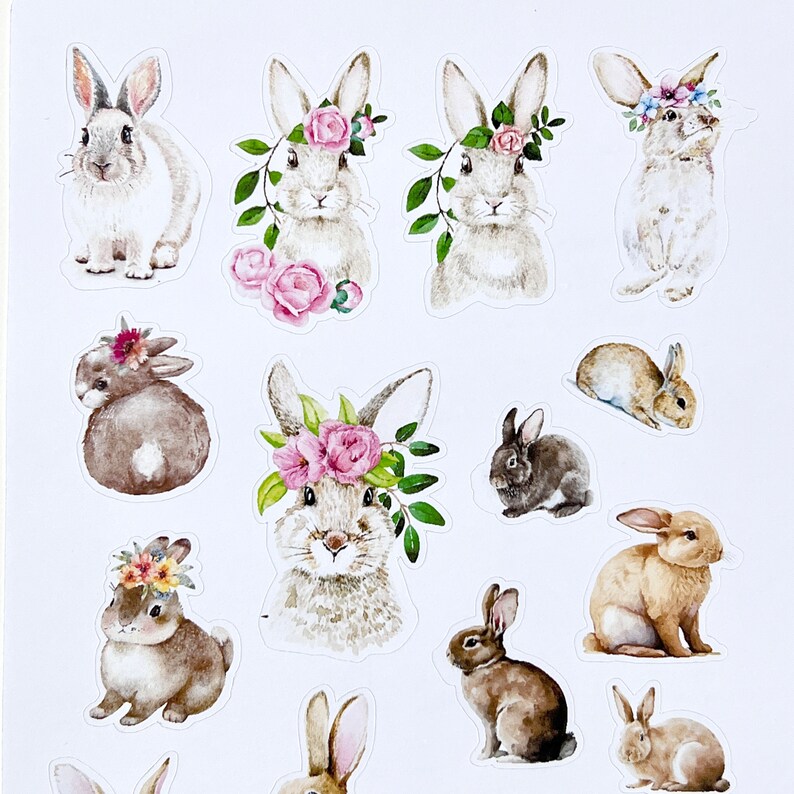 Rabbit Stickers: Floral Bunny Planner Stickers (5x7