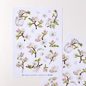 Adesivos de flores de macieira: adesivos florais para planejador (folha 5x7)