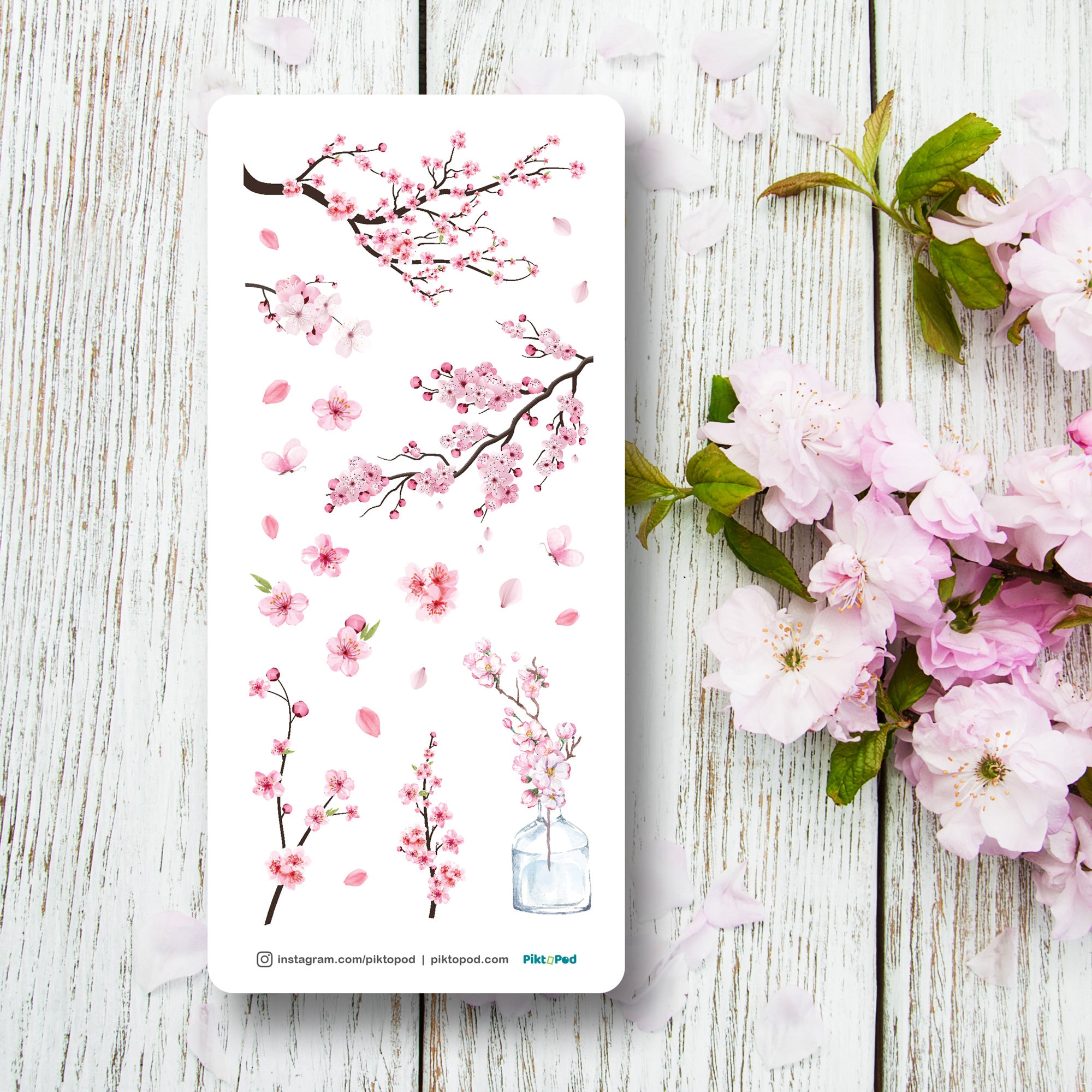 Cherry Blossom Sakura Heart Sticker Decal Stickers Pet Art Laptop #6202EN 
