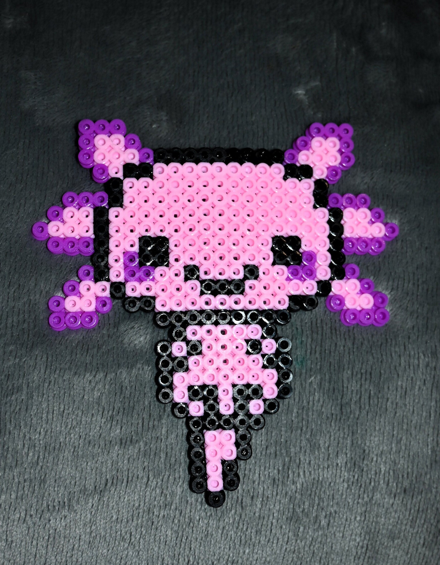 Minecraft Inspired Axolotl Perler Bead Keychain 