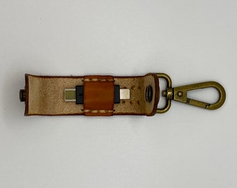 YubiKey 5Ci Protective Holder, Handstitched Leather, Protective Case, Protective Cover, Protector for storage or travel