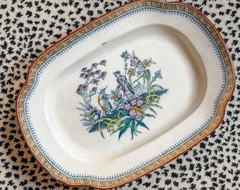 Antique Ironstone Serving Platter: Edge Malkin Chang Pattern, Chinoiserie Decor