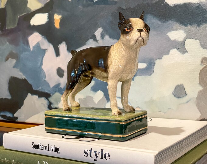 Vintage Takahashi Ceramic Boston Terrier Single Bookend // Figurine