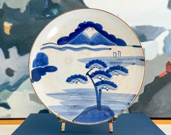 Antique Japanese Blue And White Porcelain Arita Landscape Plate // Circa 1900 // Chinoiserie // Grandmillennial