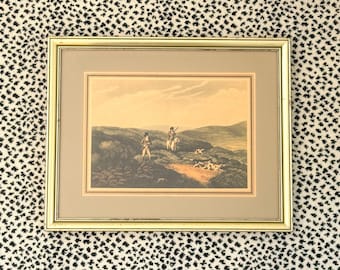 Antique Framed Hand-Colored "Grouse Shooting" Engraving, 1807