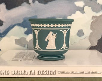 Vintage Dudson Brothers Teal Jasperware Cachepot Planter – Jardinière Made in England