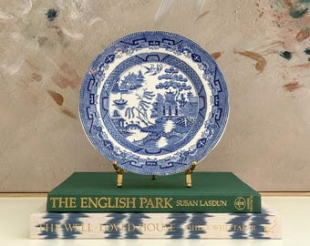 Antique Barker & Till Blue Willow Dessert Plate: England, Circa 1840