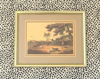 Antique Framed Hand-Colored Engraving: Partridge Shooting, Samuel Howitt 1807