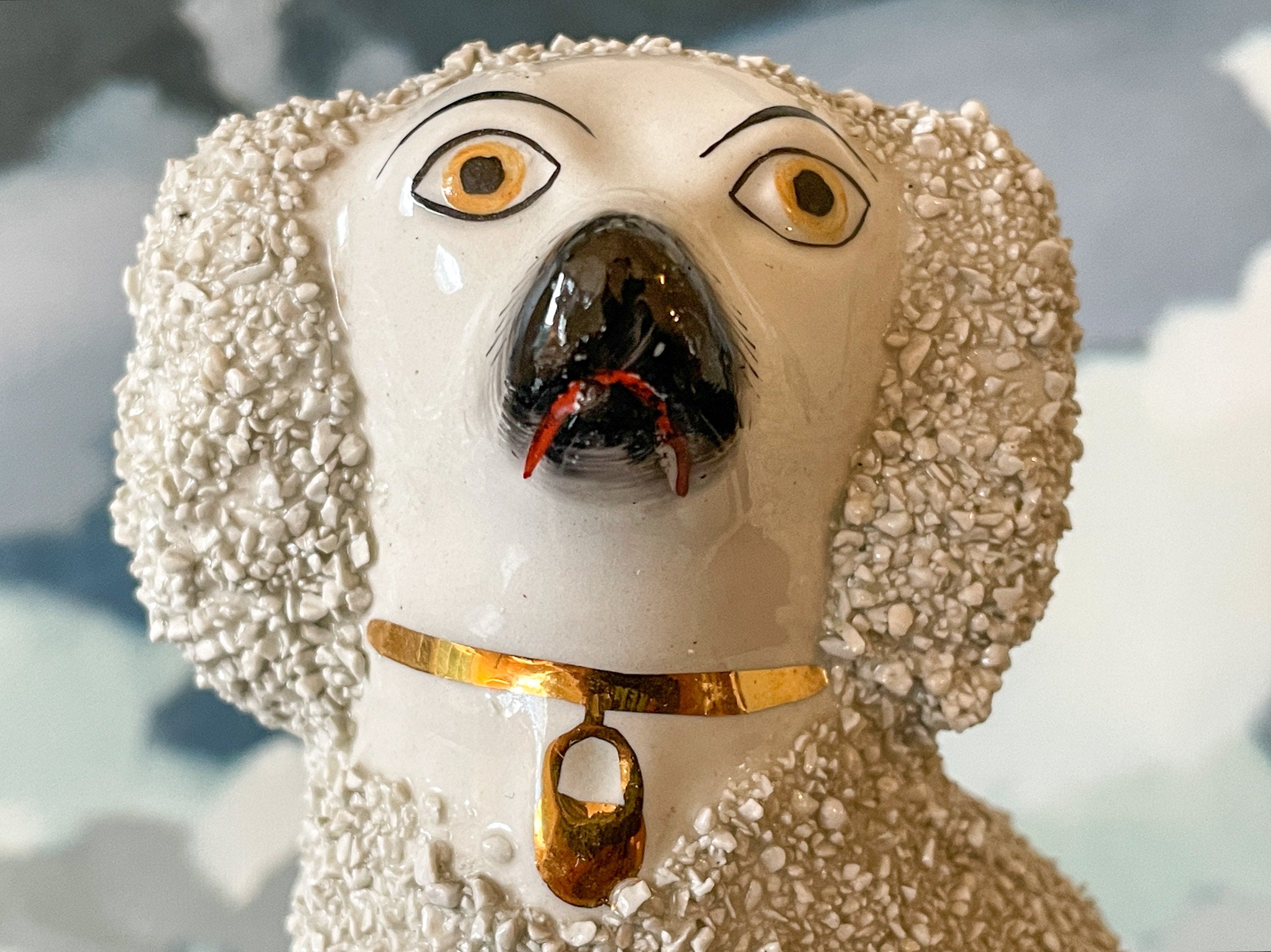 Antique AUTHENTIC Single Confetti Poodle Staffordshire Dog // Etsy