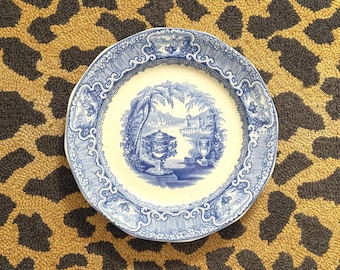 Antique Blue and White Podmore Walker Washington Vase Pattern Transferware Plate // Circa 1834-1859 // England