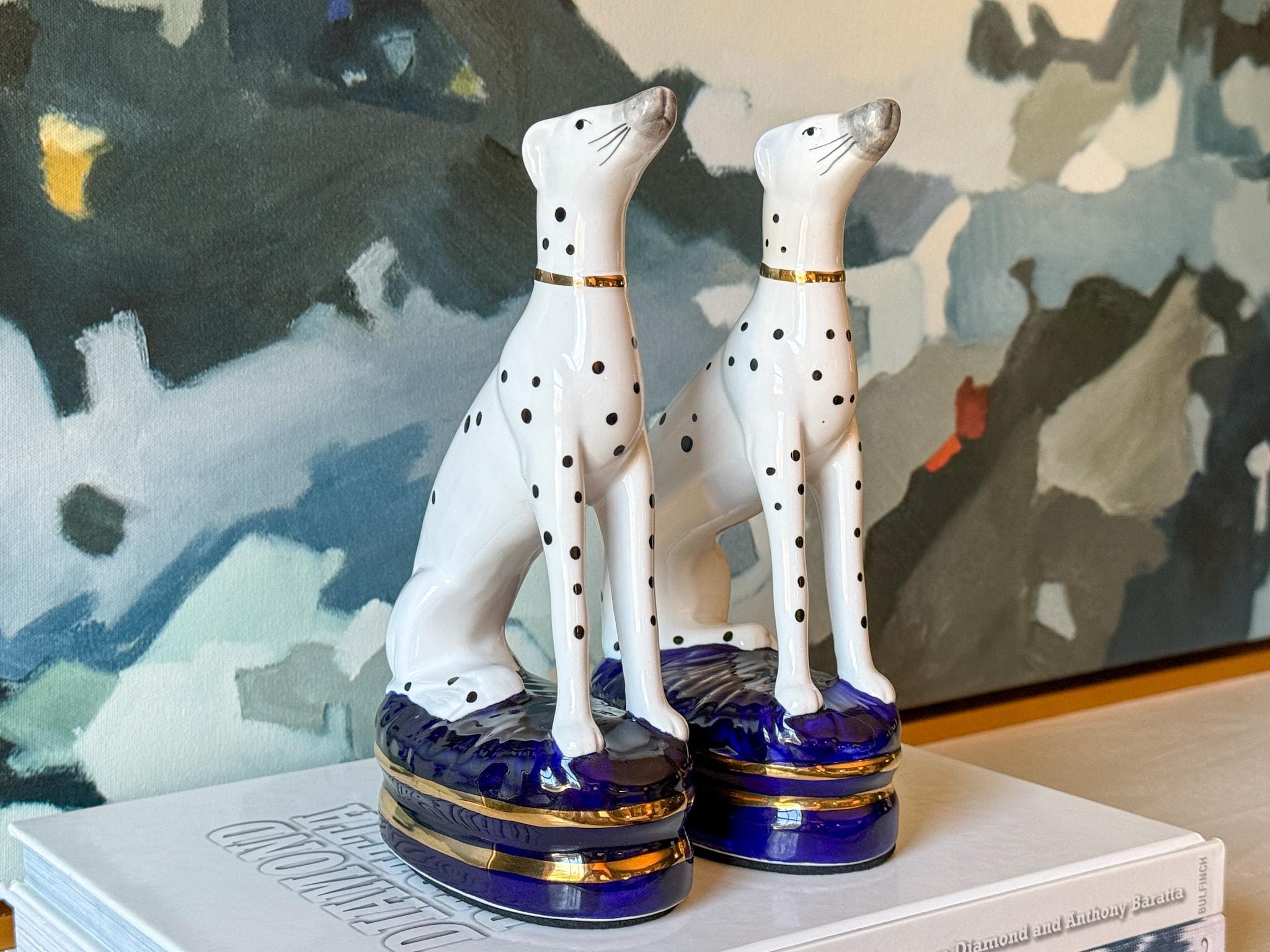 Vintage Fitz and Floyd Ceramic Dalmatian Bookends // Staffordshire