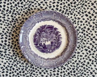 Antique 1845 Venus Pattern Plate: Mulberry Transferware Stoneware
