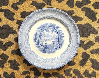 Antique Blue White Transferware Plate – Podmore Walker Venus Pattern, 9 3/4"