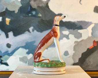 Vintage Single Fitz and Floyd Staffordshire Style Greyhound/Whippet // Grandmillennial // MCM