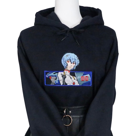 Evangelion Rei Embroidered Sweater | Anime Embroidered Sweater | Anime Hoodie | Anime Sweater | Anime Sweatshirt | Anime Shirt