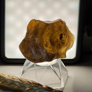 Dark Green Libyan Desert Glass: Natural Tektite Crystal, 54.5 GR
