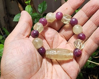 Libyan desert glass bracelet . Libyan Gold Tektite . Libyan Glass . Libyan Tektite . Libyan Desert . smokey gold  transparent . 42GR