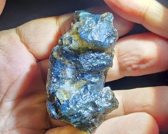 Libysches Wüstenglas / RARE Libyscher BLAUER Tektit mit natürlichem Loch / Libyscher Tektit / Libysche Wüste / Libysche Wüste / smokey blau selten / 34GR
