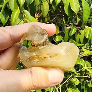 Libyan Desert Glass: White Green Tektite with Natural Hole (108 GR)