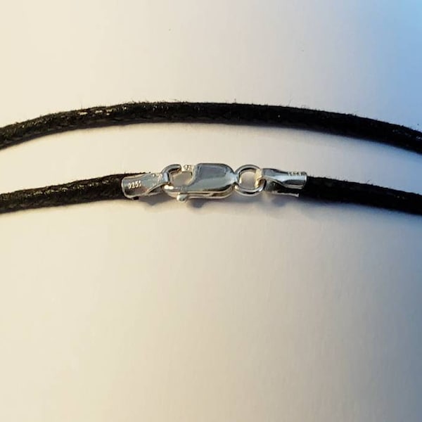 Cord Necklace With Sterling Silver Clasp.