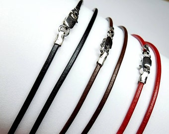 Leather Necklace with Sterling Silver Clasp