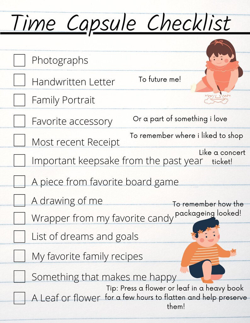 Time Capsule Kit all About Me Sheet Included Etsy