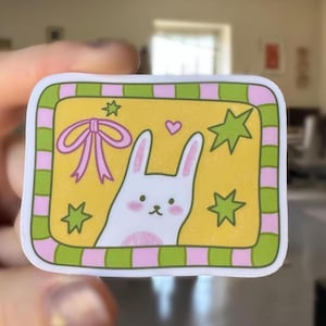 Cute Bunny Glossy Sticker | bunny sticker | rabbit sticker | kawaii cutsie sticker | bunny lover  | waterproof sticker | cute aesthetic star