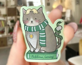 HP House Cat Sticker w/ Border (Green) | HP | vinyl wizarding world | wizard houses sticker | snake house | green house | draco | magic