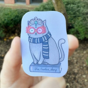 HP House Cat Sticker (Blue) | vinyl wizarding world | wizard houses sticker | raven house | blue house sticker | lovegood | diadem | magic