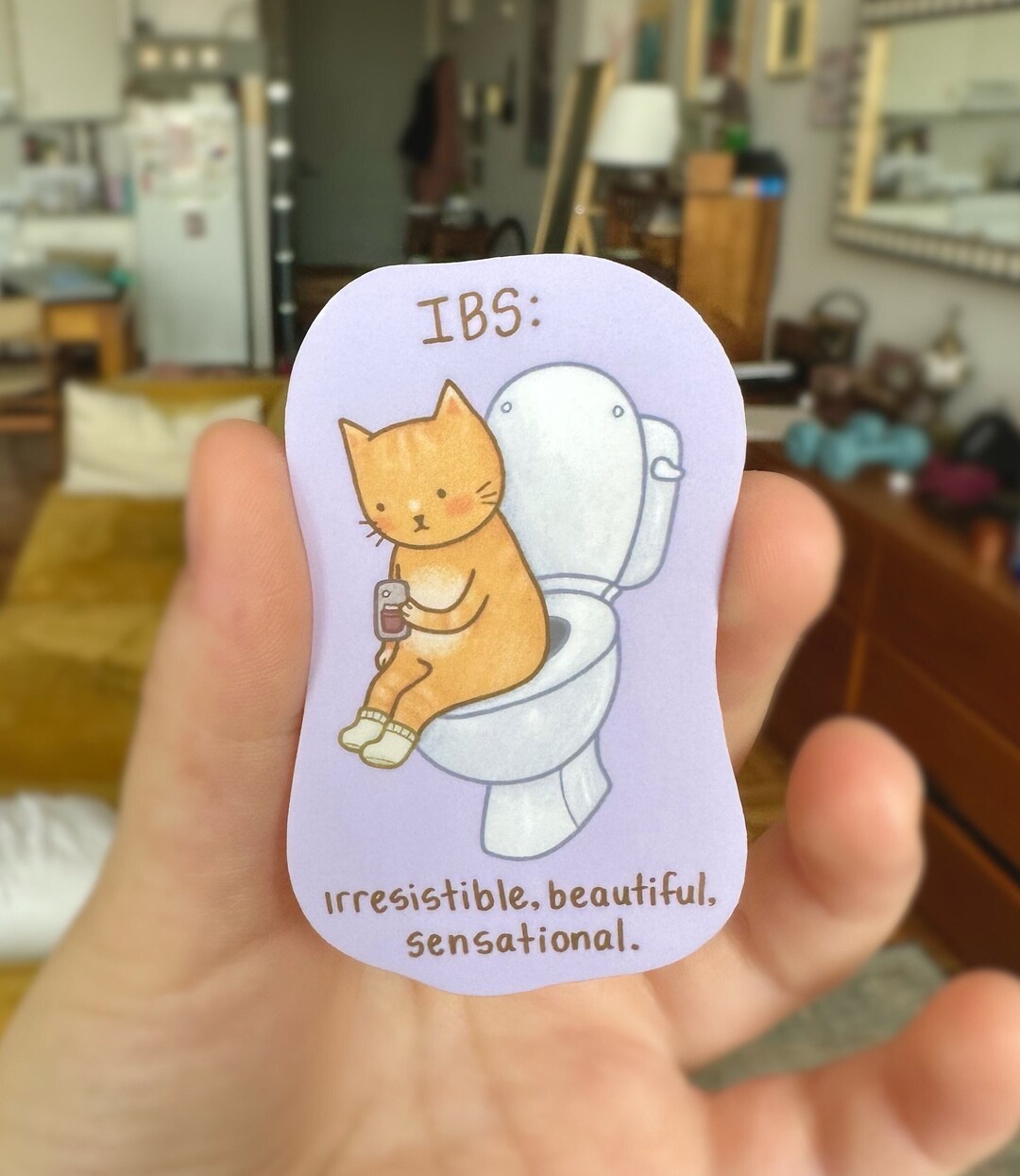 IBS Cat Glossy Sticker IBS Joke Bathroom Sticker Funny IBS Sticker Cat