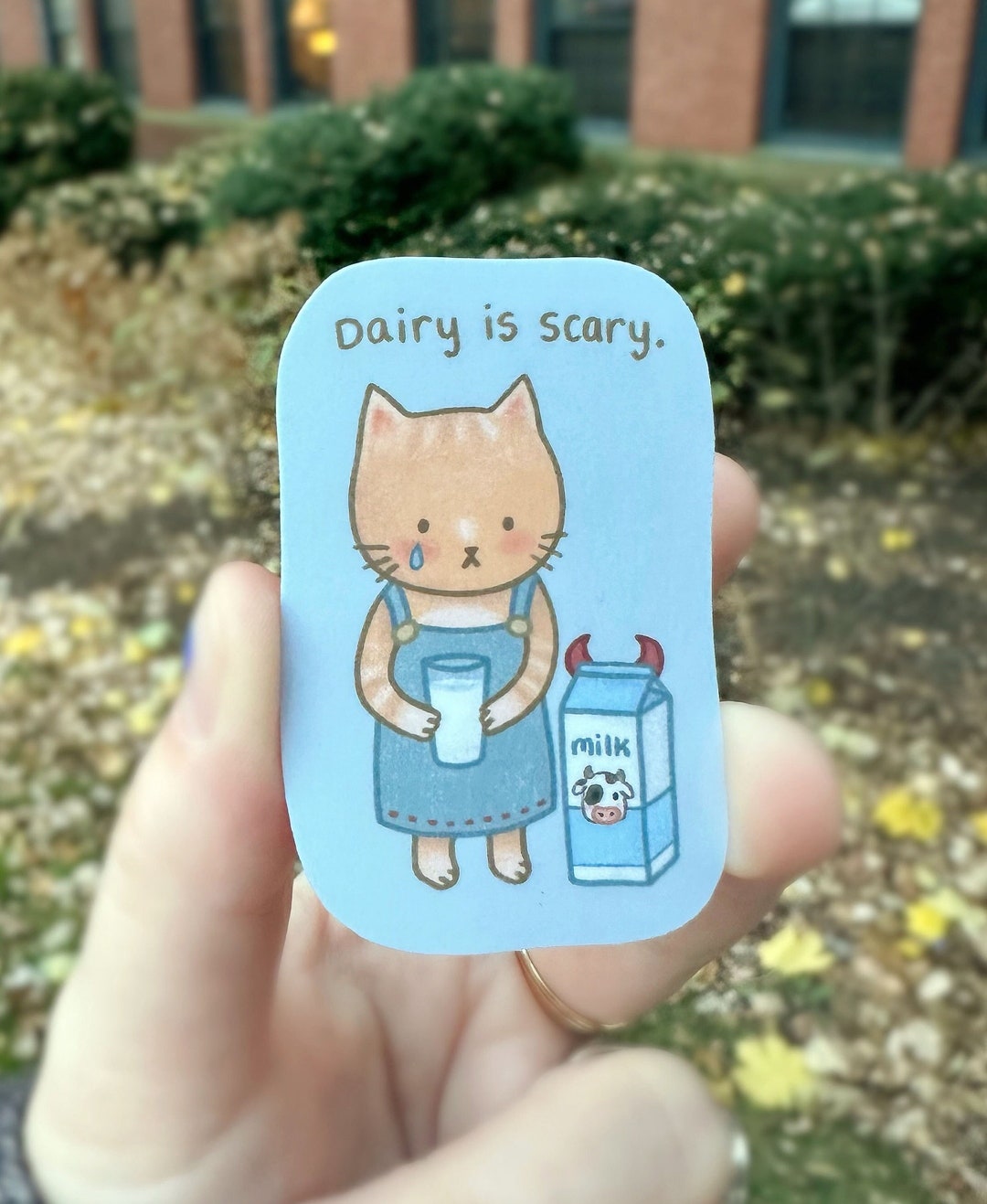 Dairy is Scary Glossy Sticker Lactose Intolerant Sticker Etsy