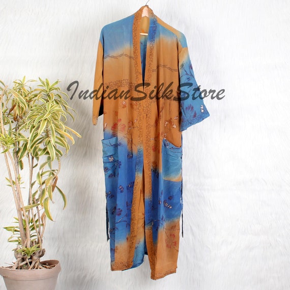 Indian CRAPE SILK Robe Night Robe Dress Patchwork Bridesmaid Etsy
