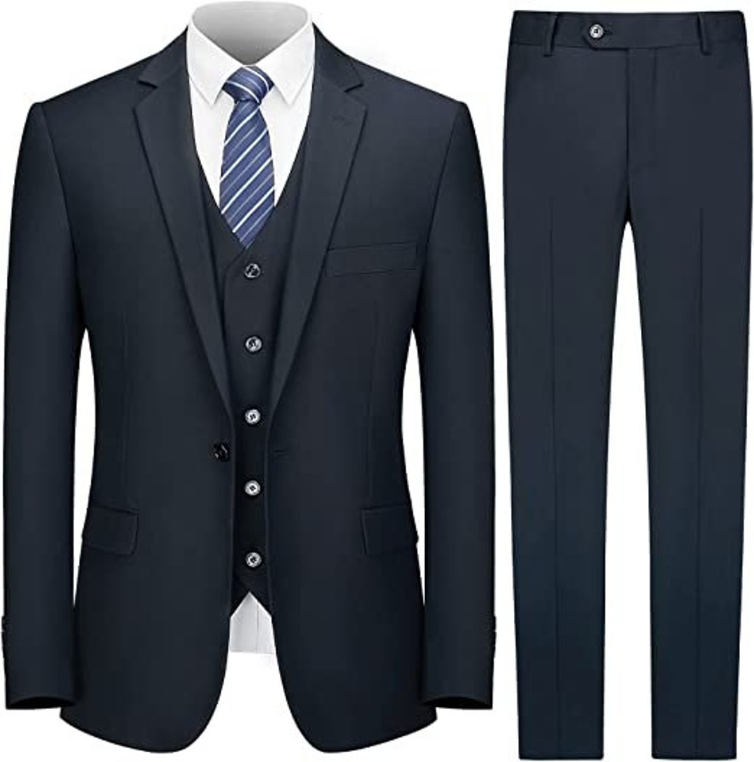 UK & US Men's Blue Suit 3 Piece Set Slim Fit Tuxedo Suits Etsy