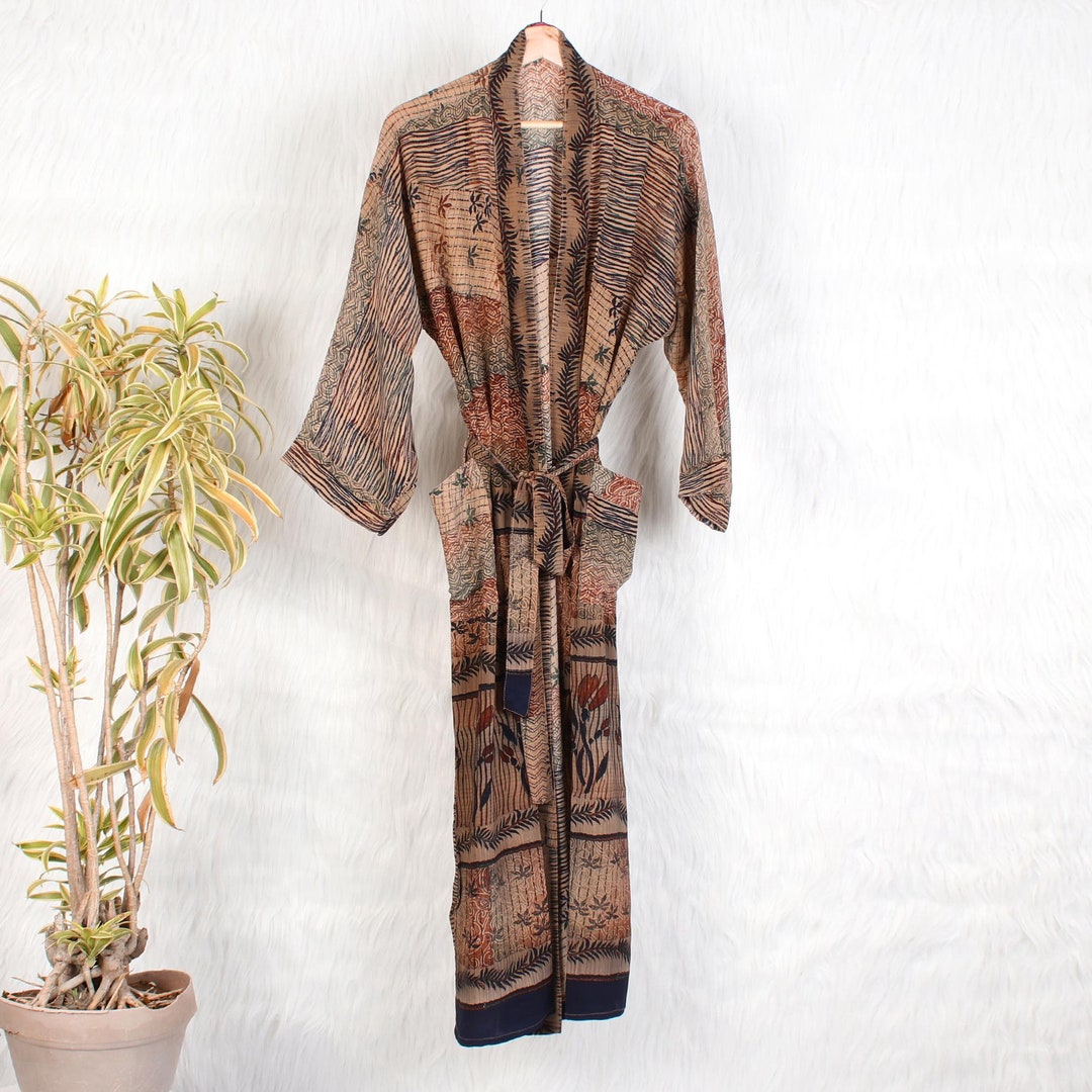 Vintage CREPE SILK Kimono Bath Robe Dress Crepe Silk One of A Etsy