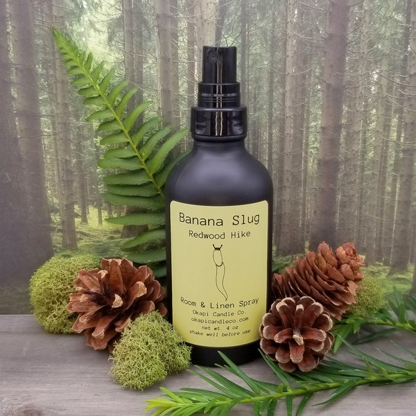 Banana Slug Room / Linen Spray - Redwood Hike Fragrance | Redwood tree scented spray |Woodsy room spray | Banana slug decor | Cute slug gift