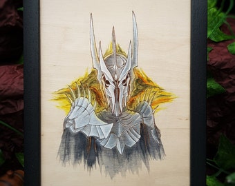 Sauron, Pyrogravure sur bois inspirée du Seigneur des Anneaux