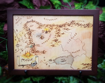 La carte du Mordor, Pyrogravure sur bois inspirée du Seigneur des Anneaux