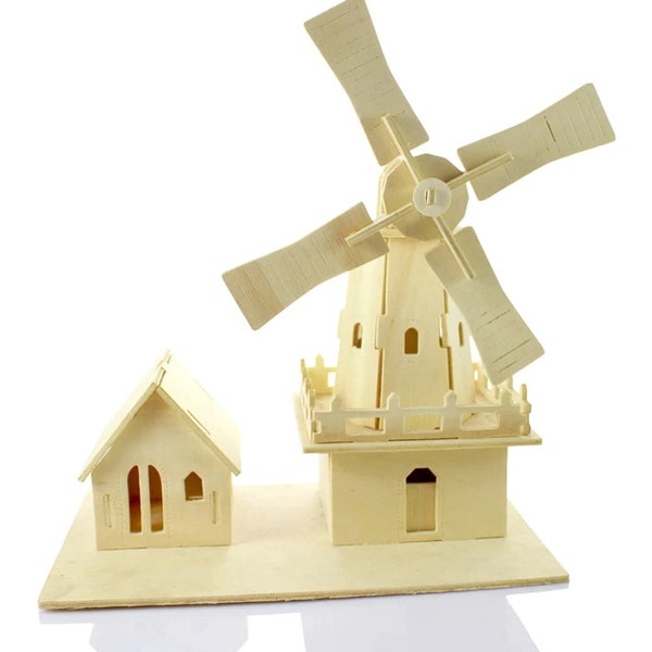 Neue günstige fantasievolle Holzspielzeug 3D Puzzle Puzzle Windmühle Modell Spielzeug DIY Kit für Kinder und Erwachsene Holzspielzeug