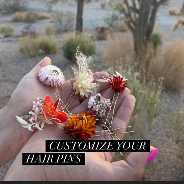 Floral Hair Pins, Dried Flower Hair Pins, Flowers For Brides Hair, Flowers For Hair, Boho Style Flowers For Hair,  Dried Flower Hair Pins