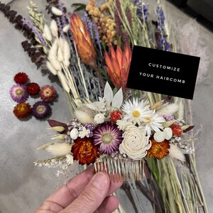 Dried Flower Hair Comb: Gold Floral Wedding Hair Piece