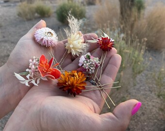 Dried Flower Hair Pins, Flowers For Hair, Floral Hair pins, Hair Pins with Dried Flowers, Hair Floral Pins for Weddings, Prom Hair Flowers