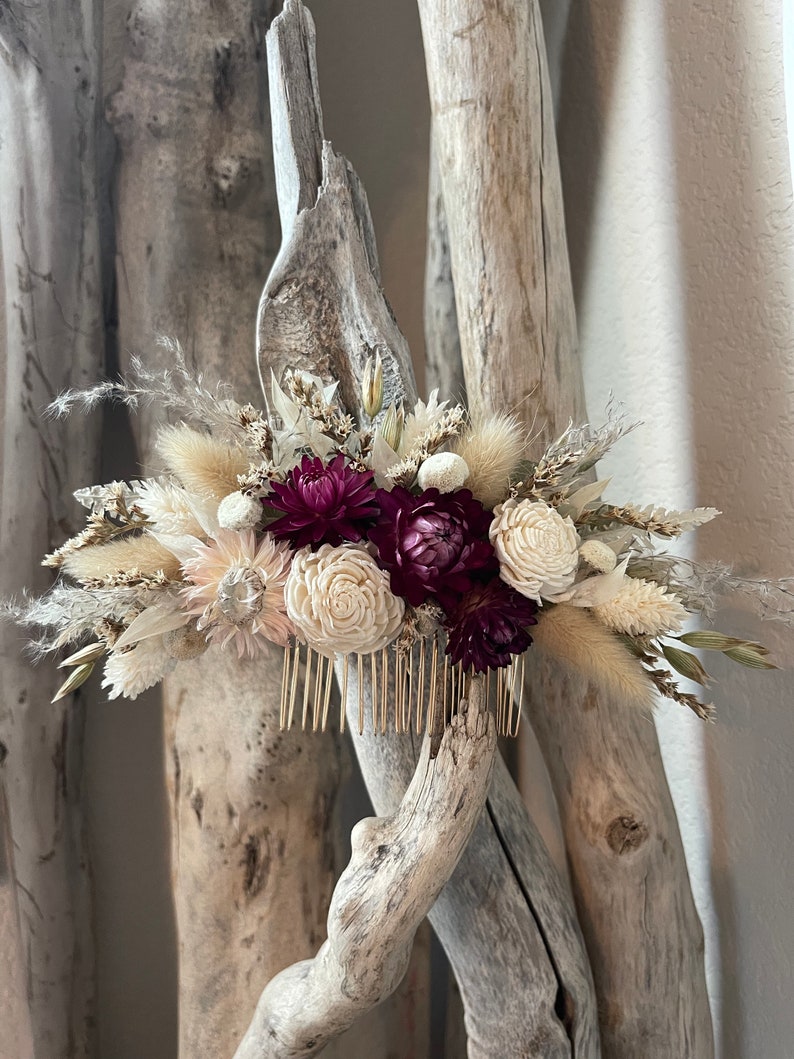 Dried Flower Hair Comb, Boho Style Dried Floral Hair Comb for Bride, Dried Flower Hair Comb, Flowers for Hair, Bridal Floral Hair Comb image 5