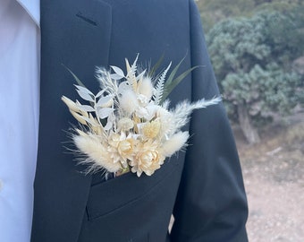 Pocket Boutonniere With Dried Flowers, Dried Floral Pocket Boutonniere For Weddings, Groom Flowers, Pocket Boutonniere For Prom, Boutonniere