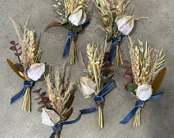 Dried Flower Boutonniere, Dried Flower for Wedding, Flowers For Prom, Boutonniere For Men,Rustic Floral Boutonniere,County Style Boutonniere