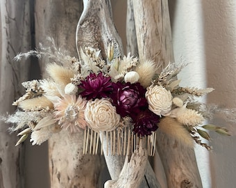 Dried Flower Hair Comb, Boho Style Dried Floral Hair Comb for Bride, Dried Flower Hair Comb, Flowers for Hair, Bridal Floral Hair Comb