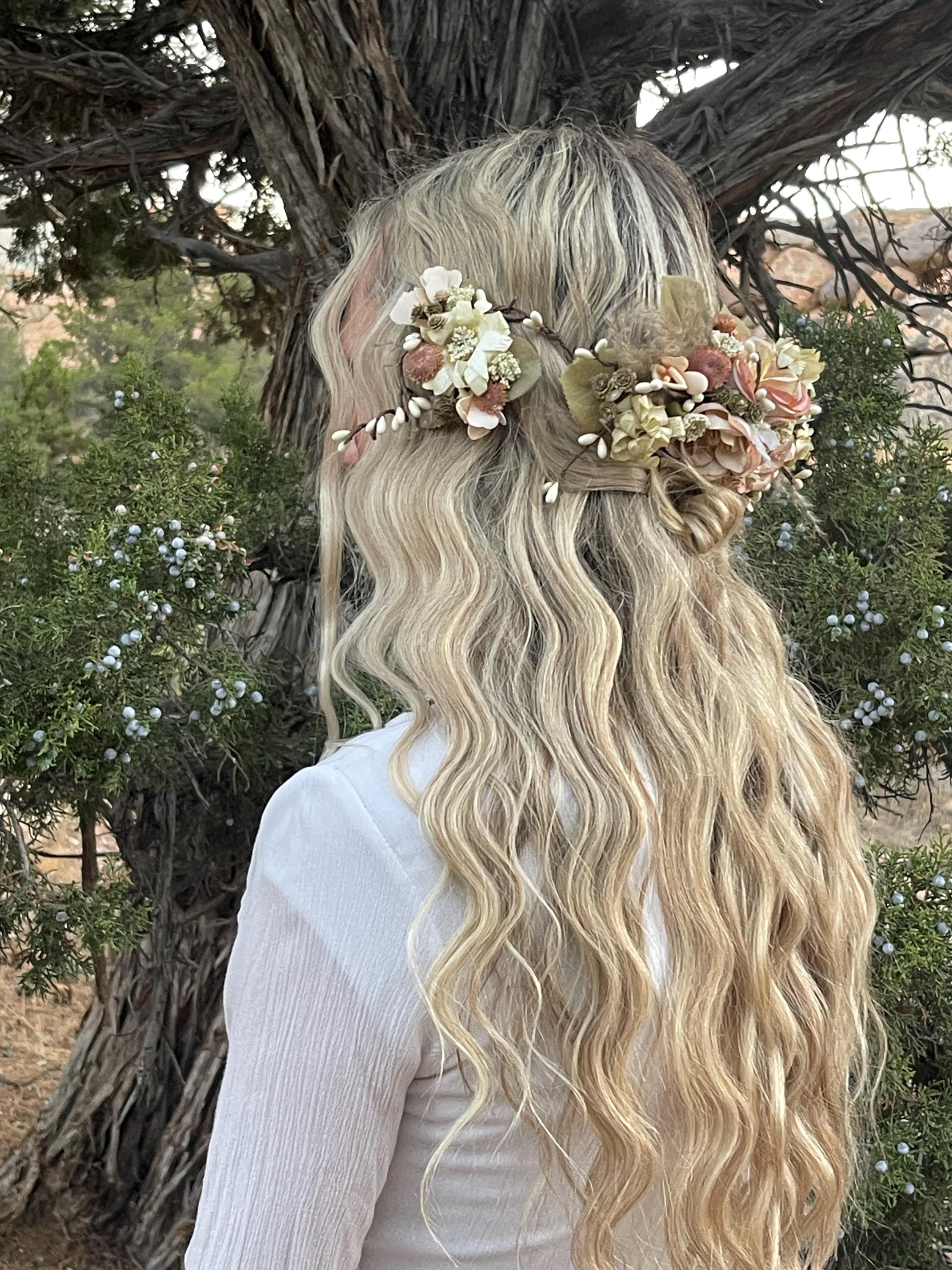 Flower vintage hair comb big Large vine bling brid Floral Hair Wire Dual Hair Comb, Bridal Flower Pearl Hair  main image 3