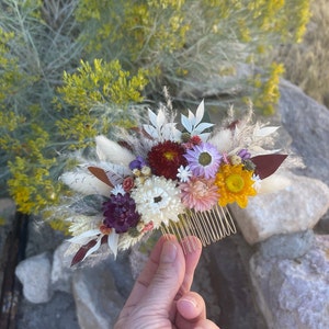 Bridal Hair Comb, Dried Floral Hair Comb, Dried Flowers For Hair, Hair Comb For Brides, Dried Flower Hair Comb, Boho Style Flowers For Hair