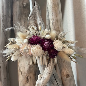 Dried Flower Hair Comb, Boho Style Dried Floral Hair Comb for Bride, Dried Flower Hair Comb, Flowers for Hair, Bridal Floral Hair Comb image 3